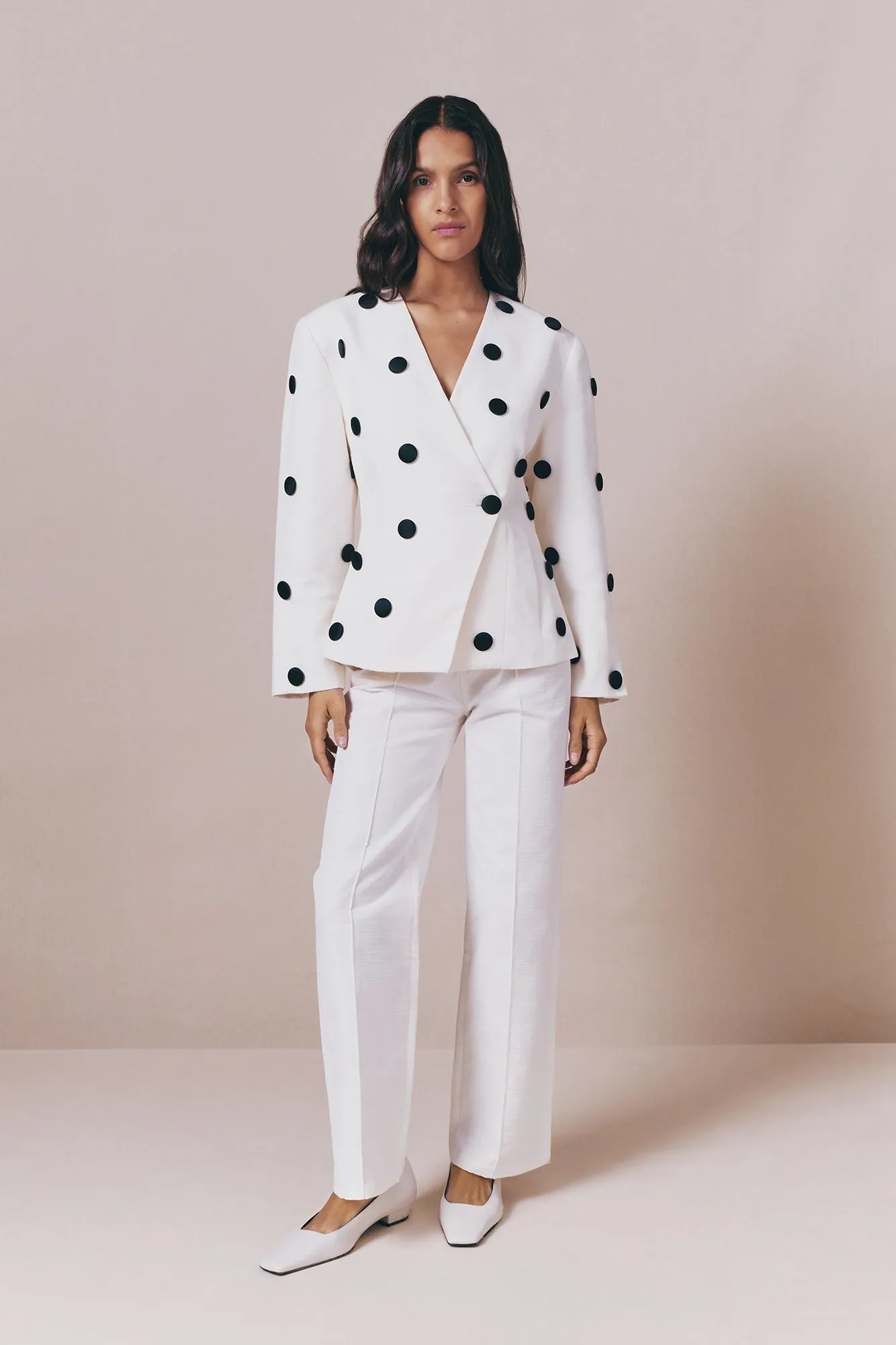 Black and ecru polka dot blazer sold by DESTREE product image thumbnail 5