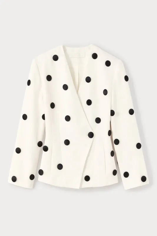 Black and ecru polka dot blazer sold by DESTREE