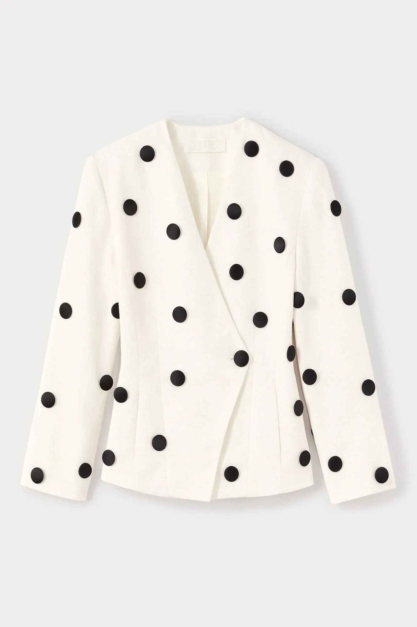 Black and ecru polka dot blazer sold by DESTREE