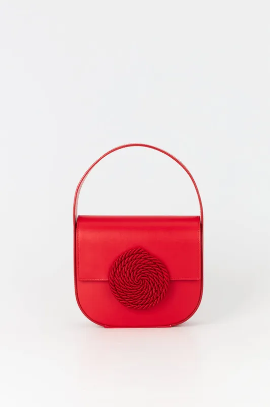 Bright Red Leather Passementerie Handbag made by DESTREE