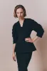 Black textured top with structured sleeves sold by DESTREE