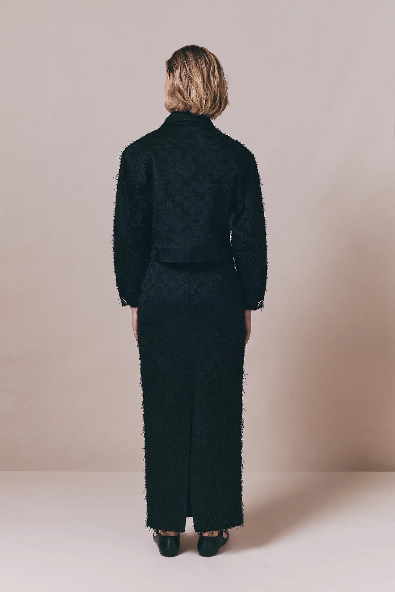 Black textured pencil skirt sold by DESTREE product image thumbnail 5