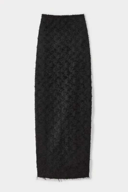 Black textured pencil skirt sold by DESTREE