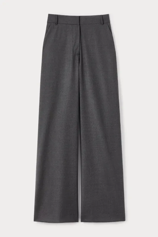 Grey wool wide-leg trousers sold by DESTREE
