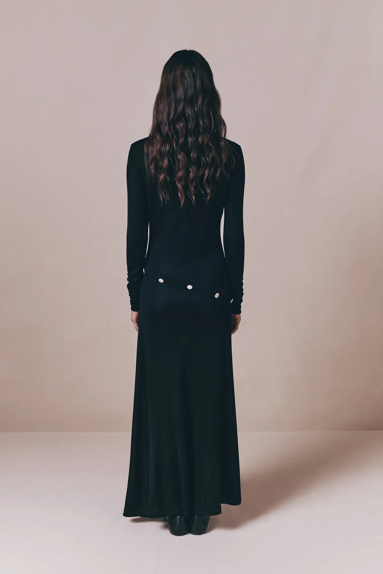 Black long-sleeve dress with button details sold by DESTREE product image thumbnail 3