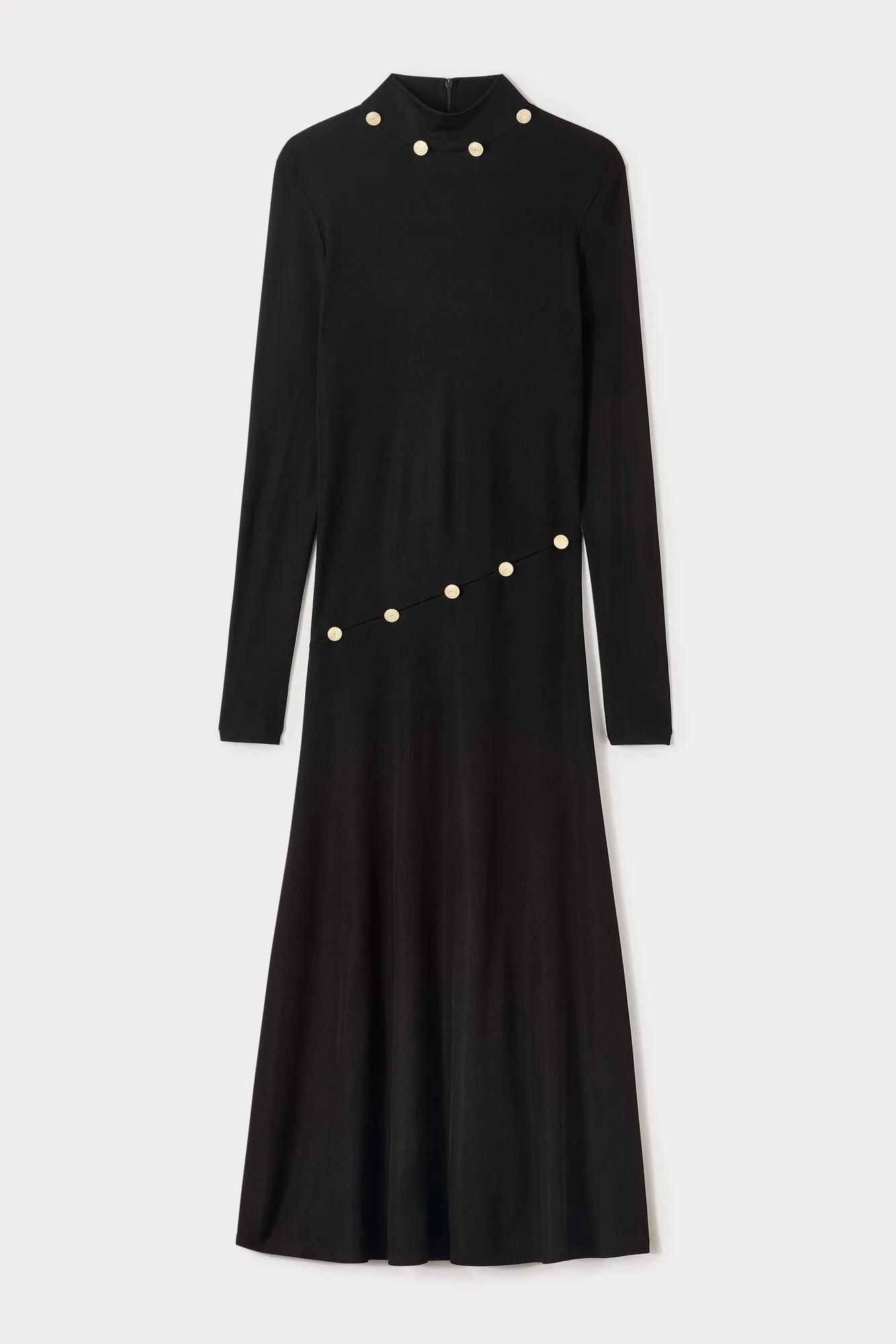Black long-sleeve dress with button details sold by DESTREE
