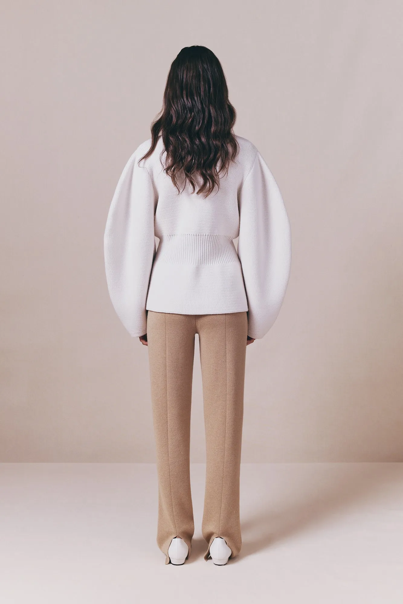 Structured ecru embroidered knit jacket sold by DESTREE product image thumbnail 3