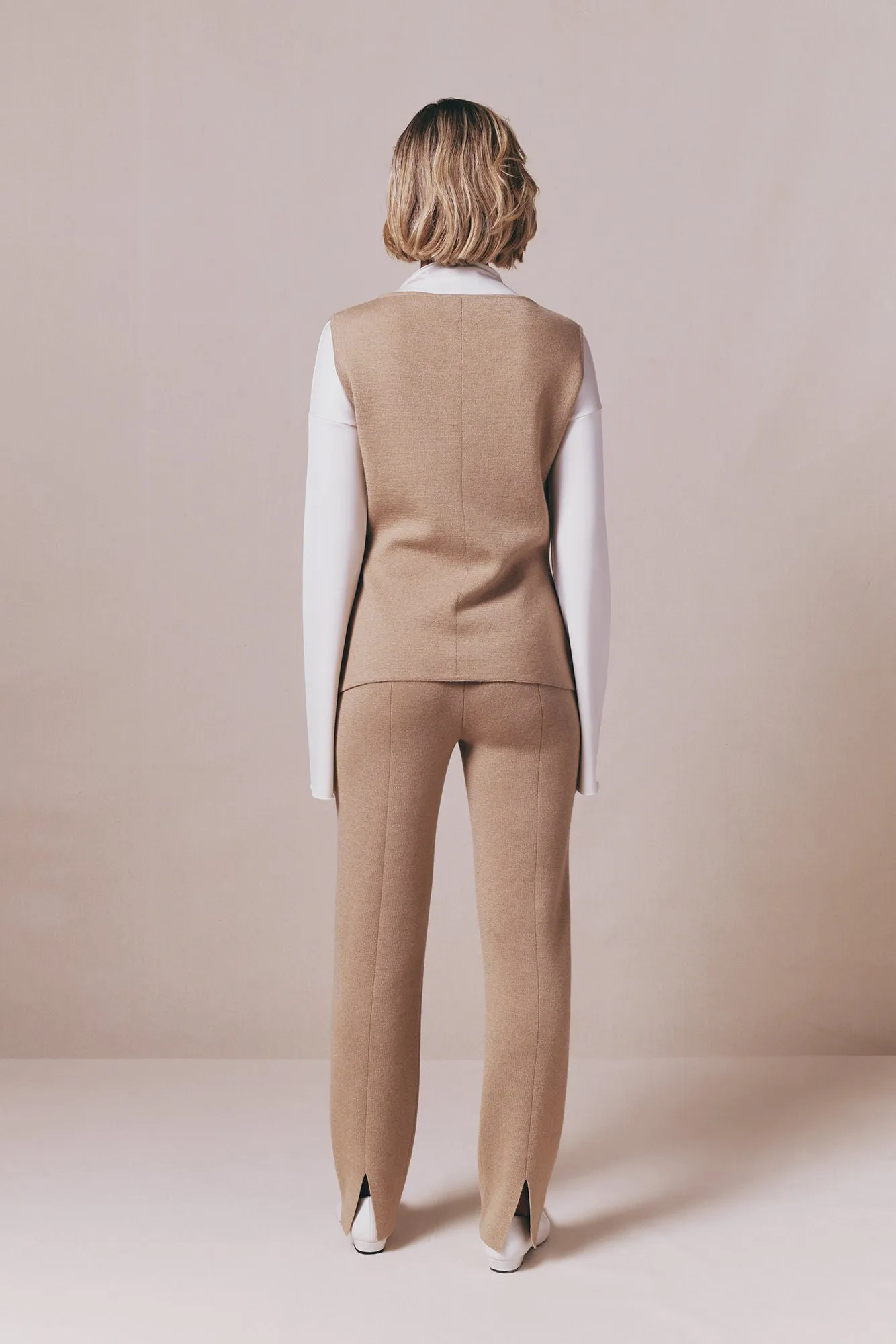 Camel merino wool vest sold by DESTREE product image thumbnail 5