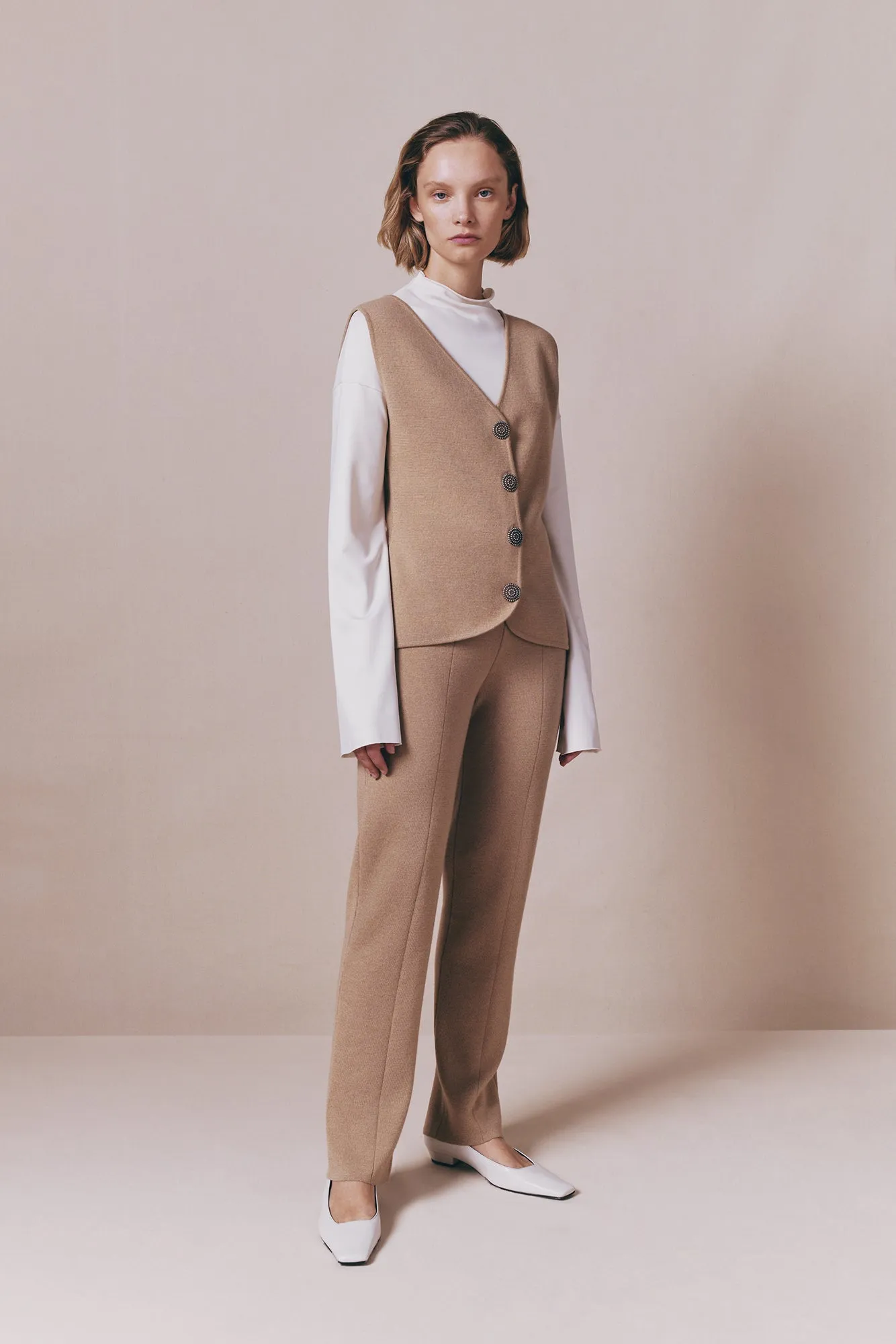 Camel merino wool vest sold by DESTREE product image thumbnail 3