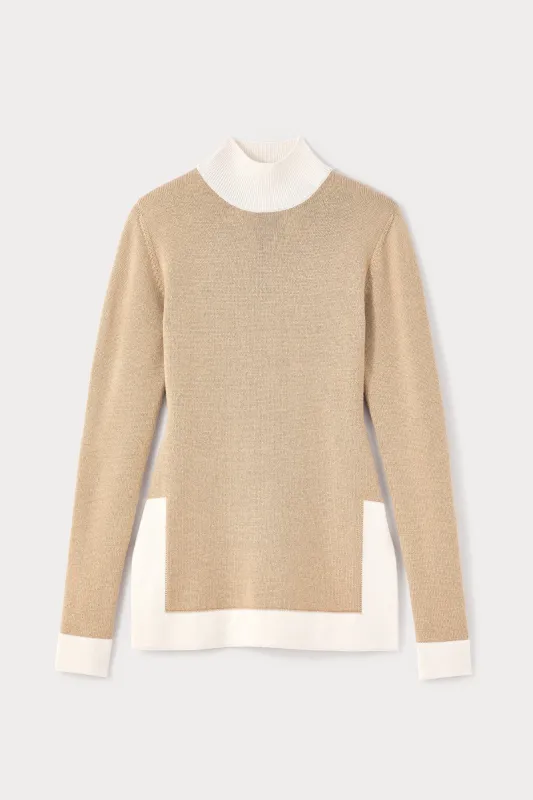 Camel and ecru merino wool sweater sold by DESTREE