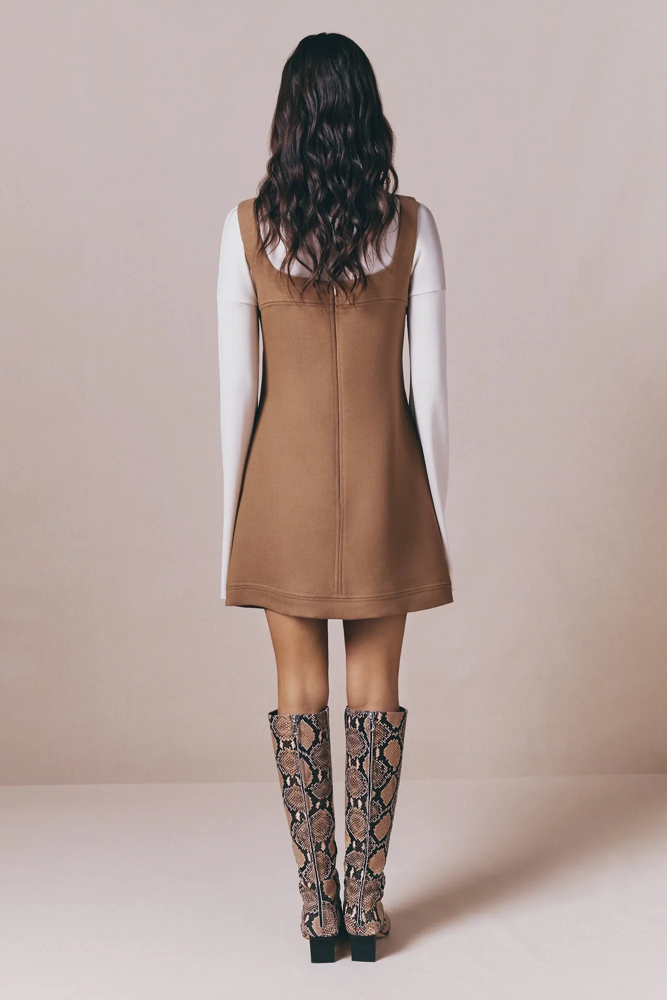 Camel mini dress in virgin wool sold by DESTREE product image thumbnail 4