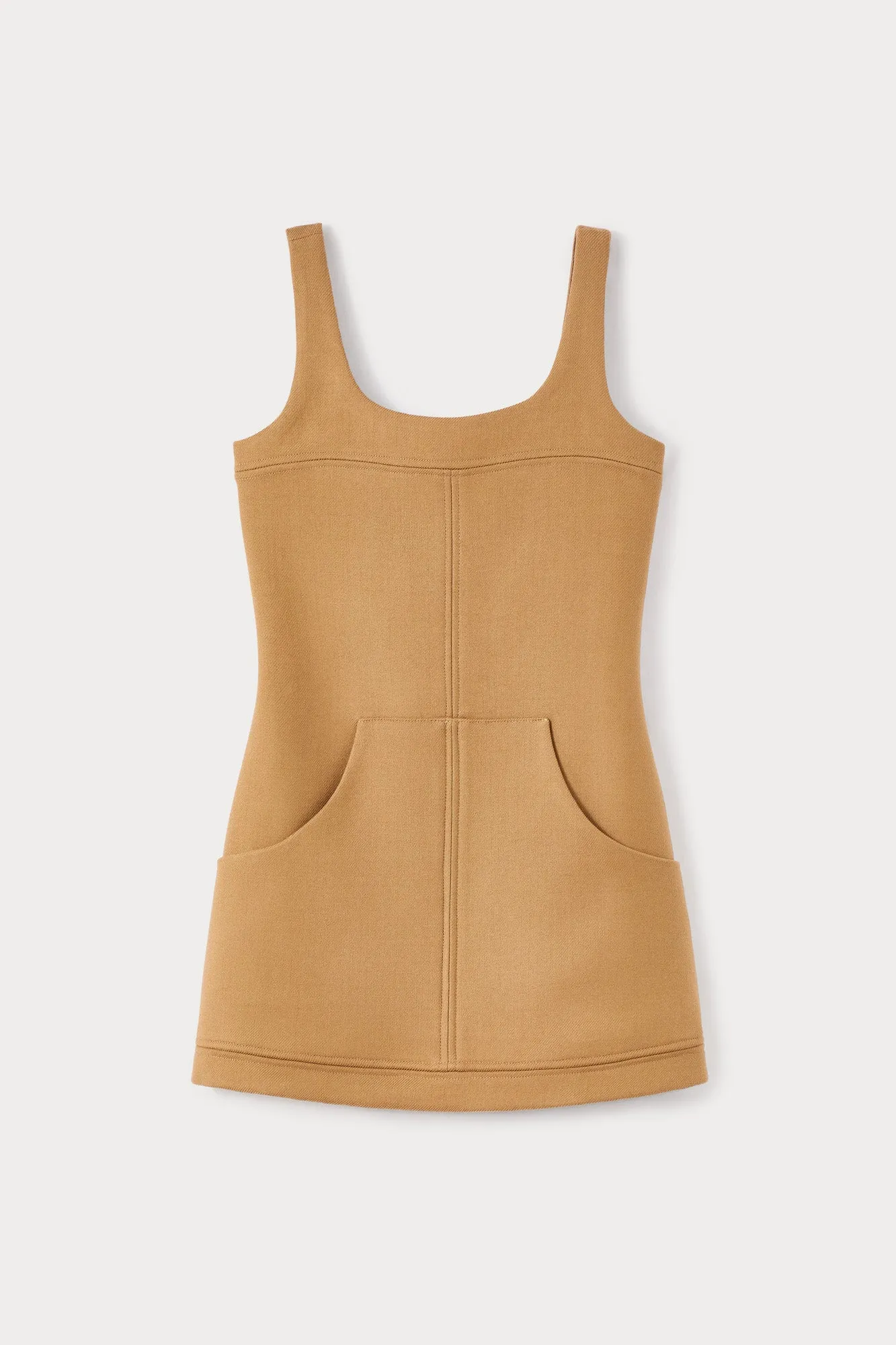 Camel mini dress in virgin wool sold by DESTREE