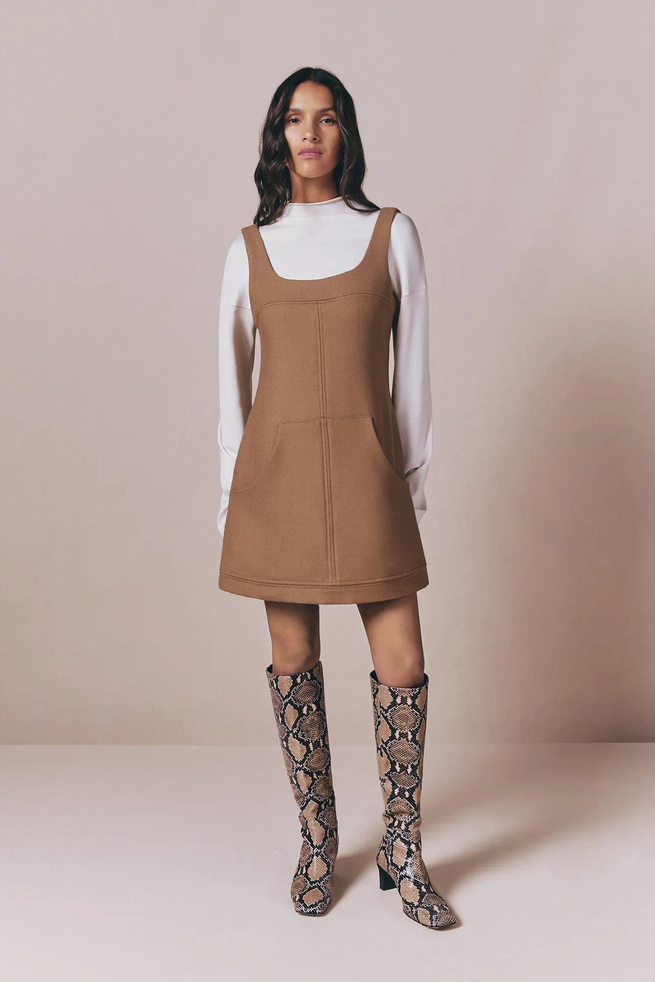 Camel mini dress in virgin wool sold by DESTREE product image thumbnail 3