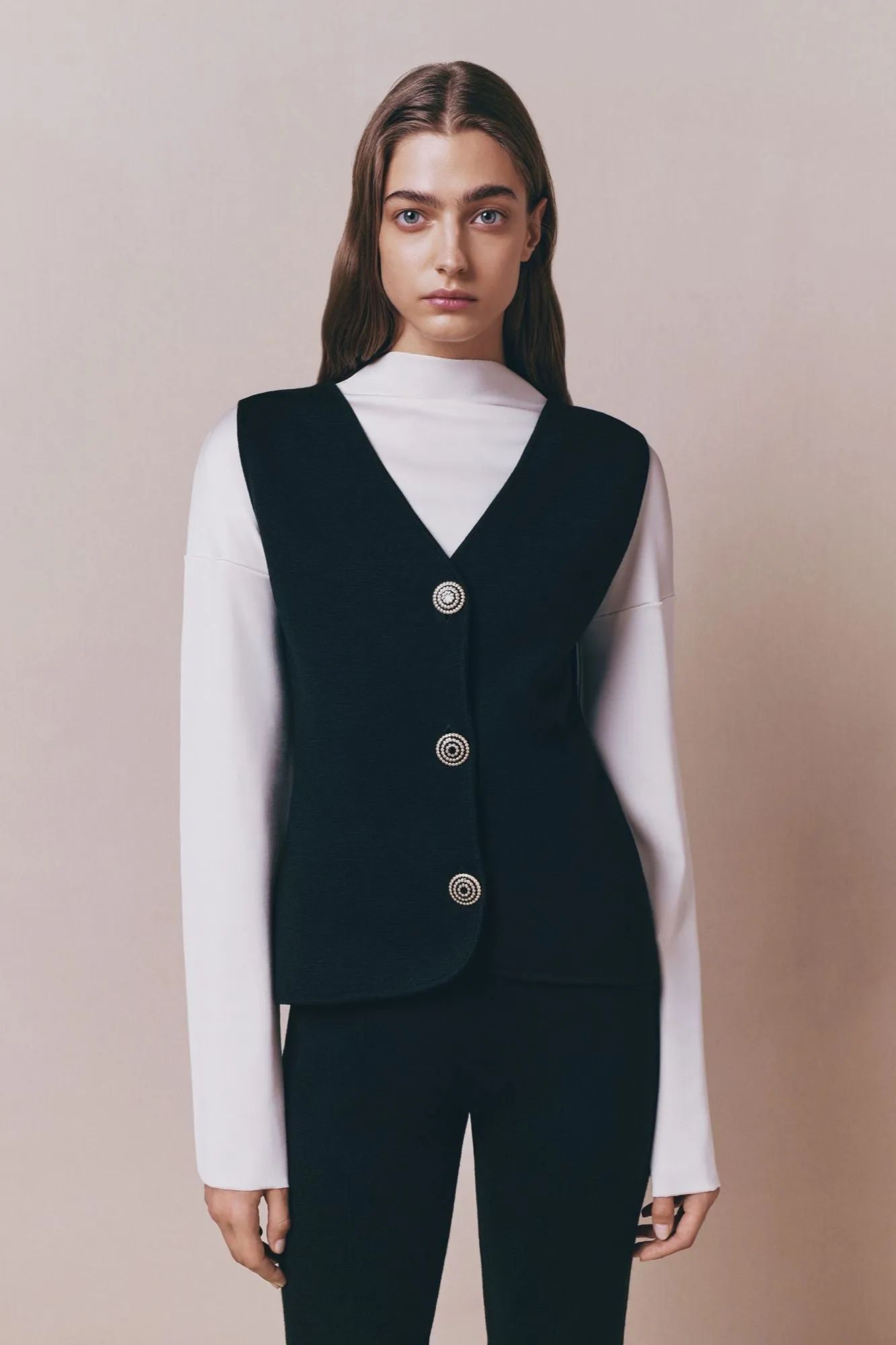 Black merino wool vest sold by DESTREE product image thumbnail 2