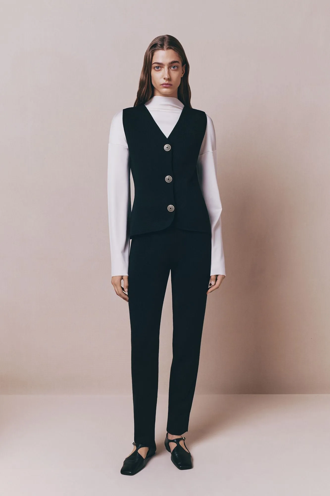 Black merino wool vest sold by DESTREE product image thumbnail 3