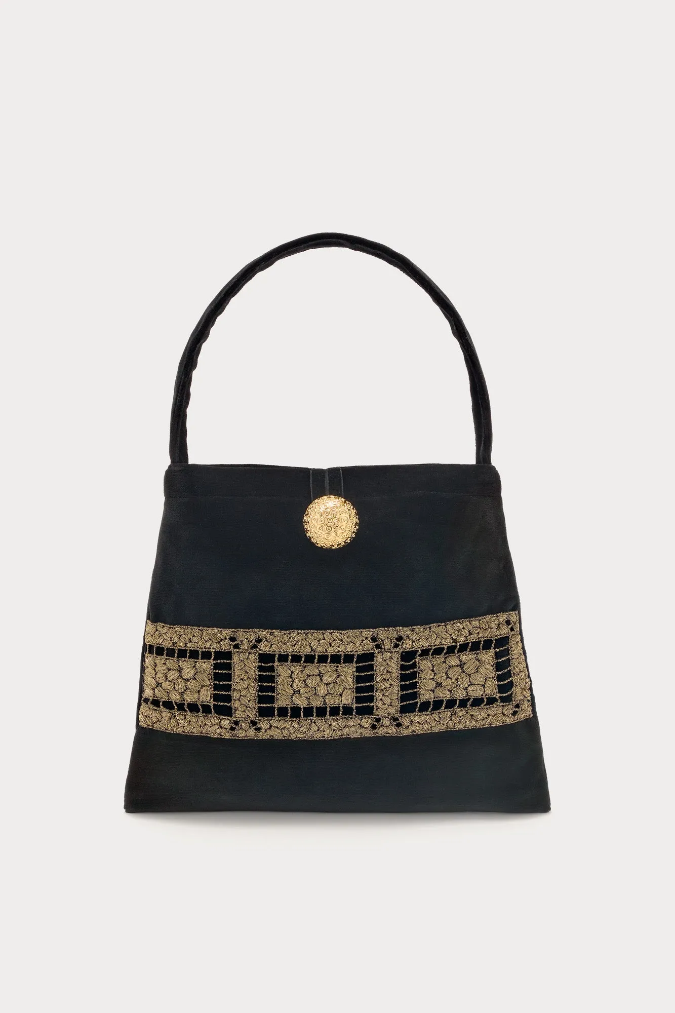Black velvet bag with embroidered detailing sold by DESTREE product image thumbnail 5
