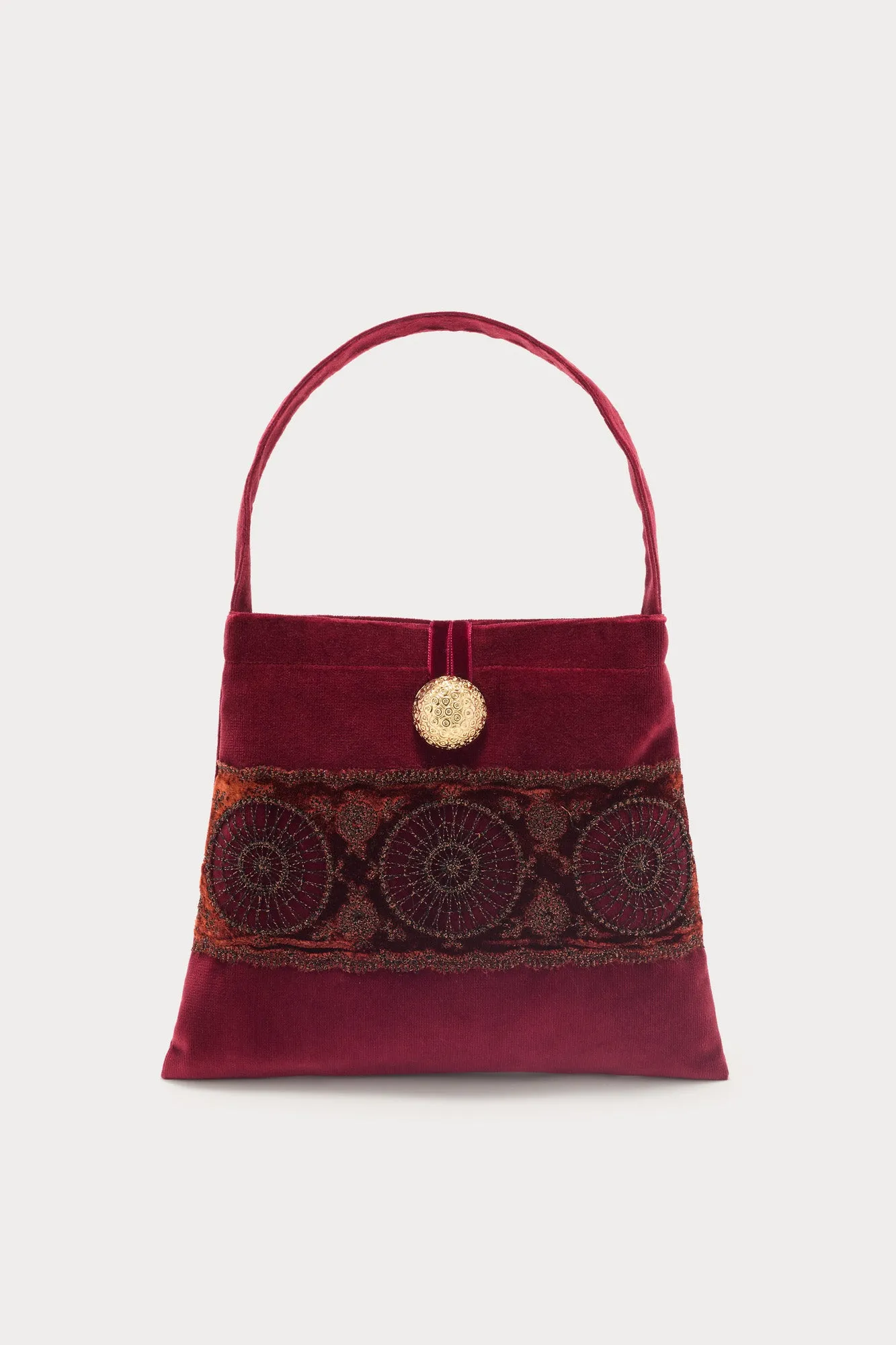 Burgundy velvet bag with embroidered detailing sold by DESTREE product image thumbnail 4