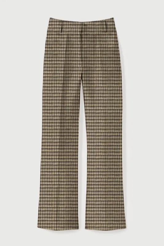 Beige and Brown plaid straight pants made by DESTREE