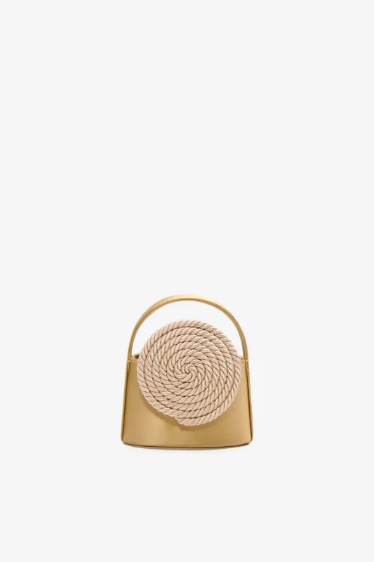 Beige mini satin bag with passementerie details sold by DESTREE