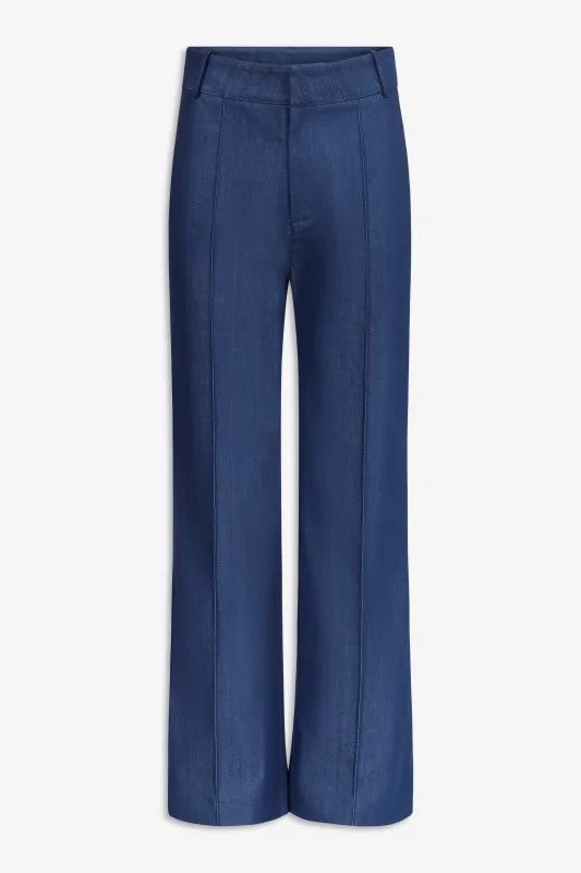 Denim blue straight pants sold by DESTREE