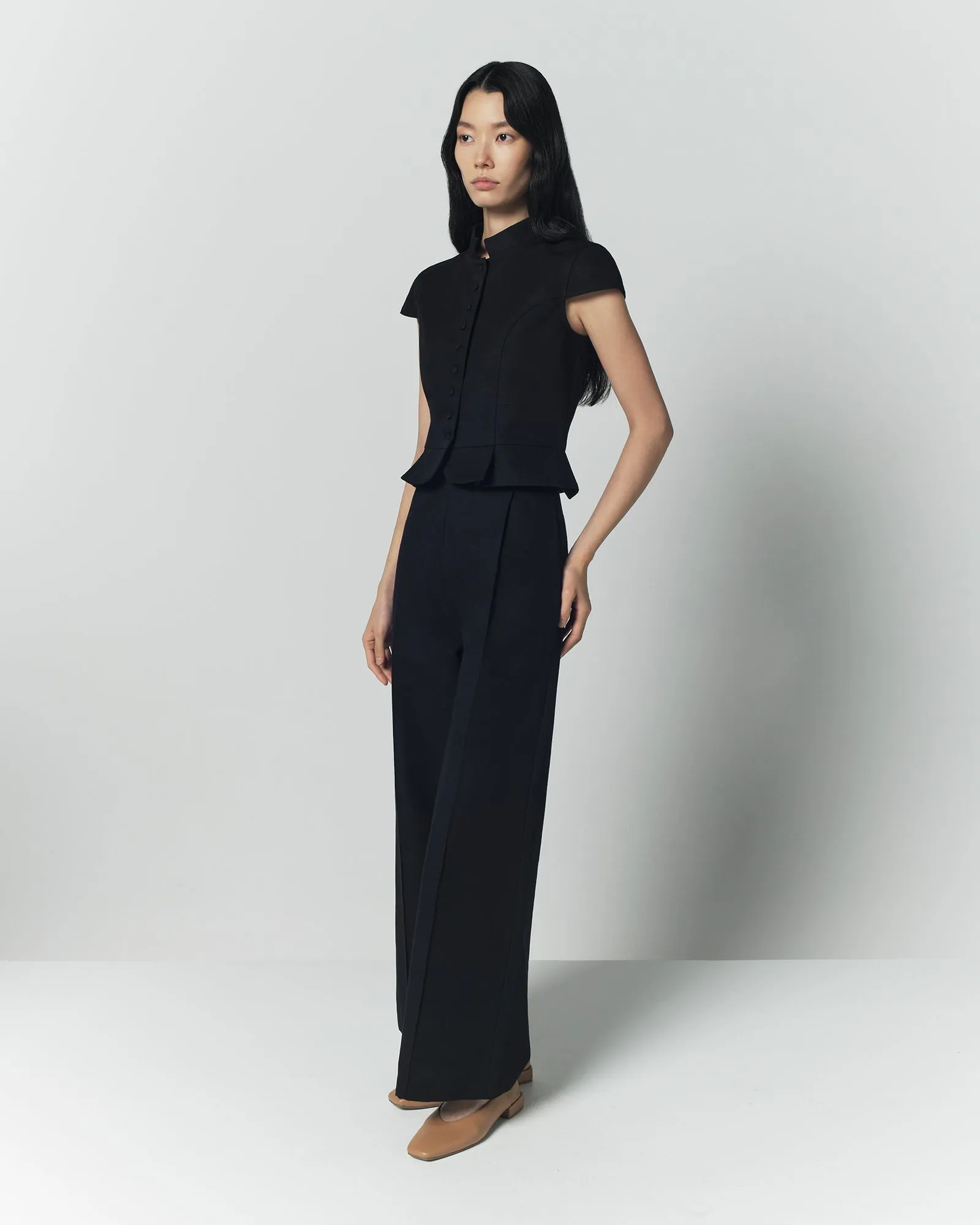 Black textured sleeveless summer top sold by DESTREE product image thumbnail 4