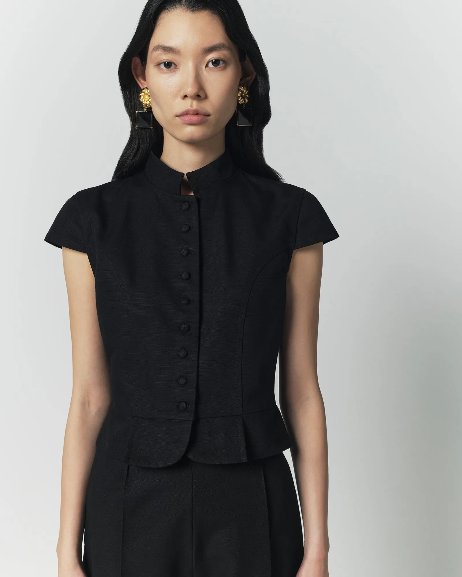 Black textured sleeveless summer top sold by DESTREE product image thumbnail 2