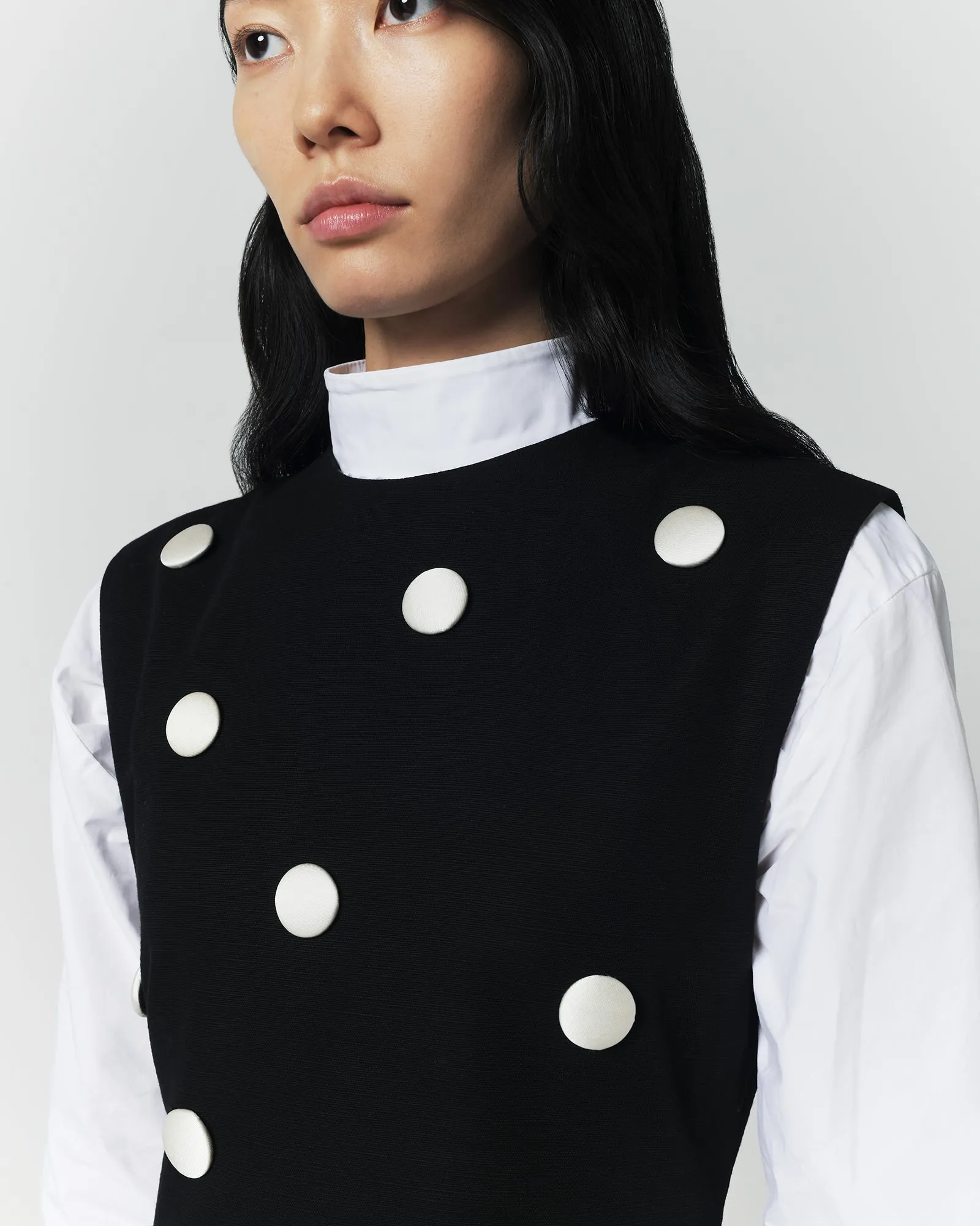 Black cotton dress with contrasting dots sold by DESTREE product image thumbnail 4