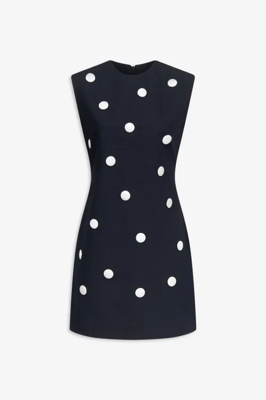 Black cotton dress with contrasting dots sold by DESTREE