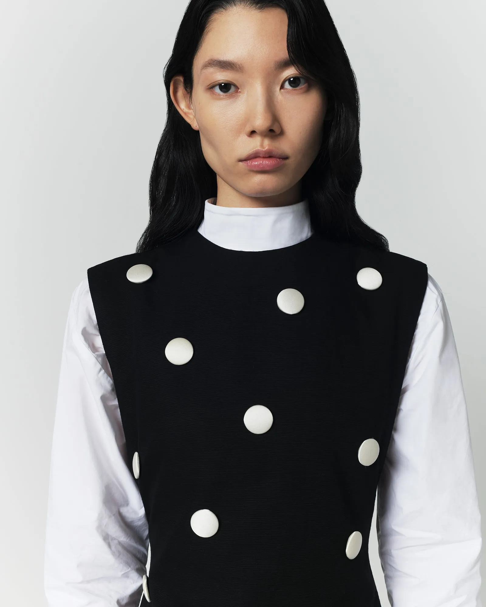 Black cotton dress with contrasting dots sold by DESTREE product image thumbnail 3