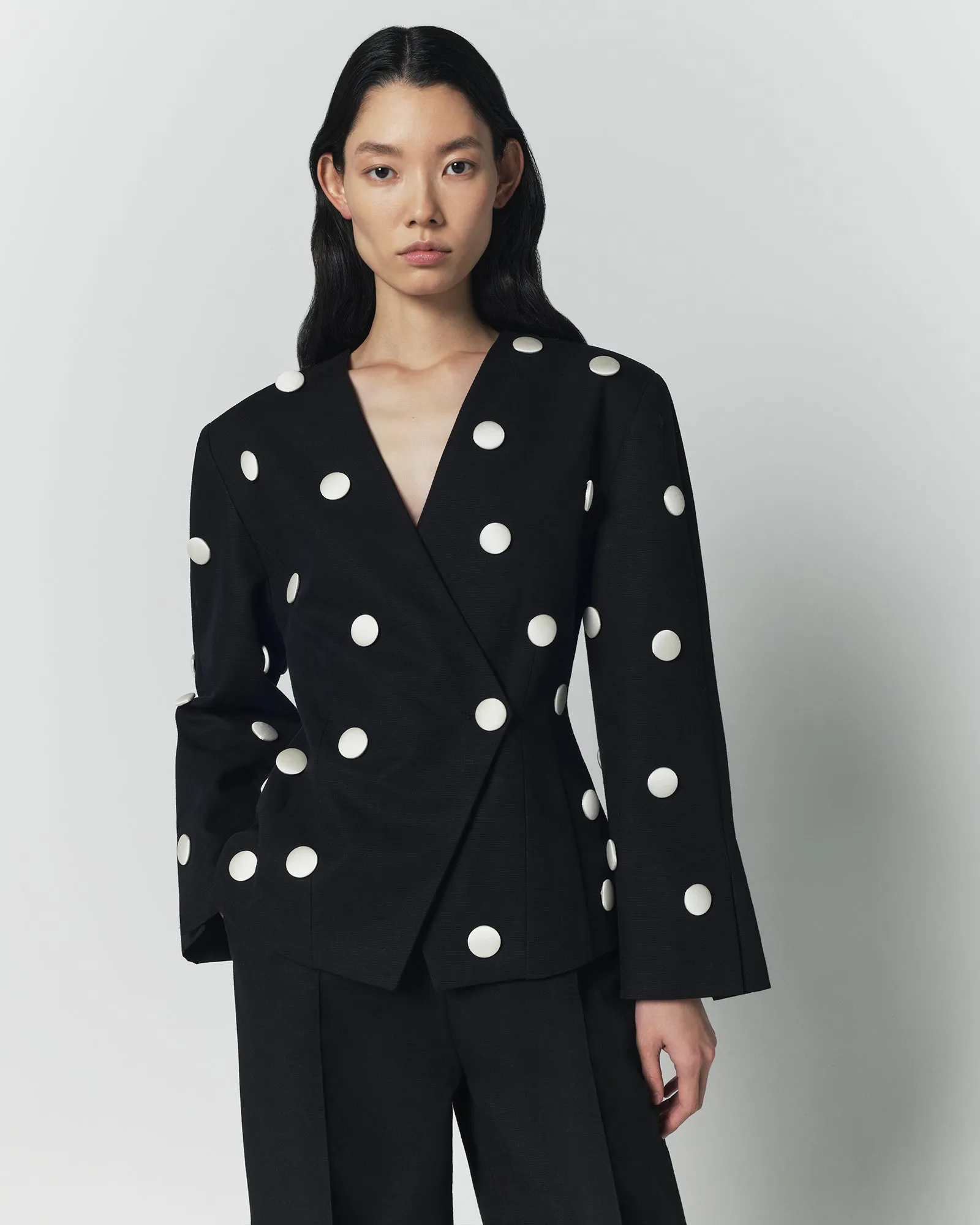 Velvet polka dots jacket - Black & White sold by DESTREE product image thumbnail 2