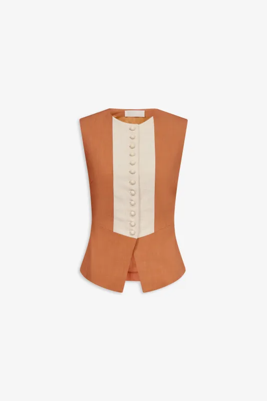 Camel sleeveless top made by DESTREE