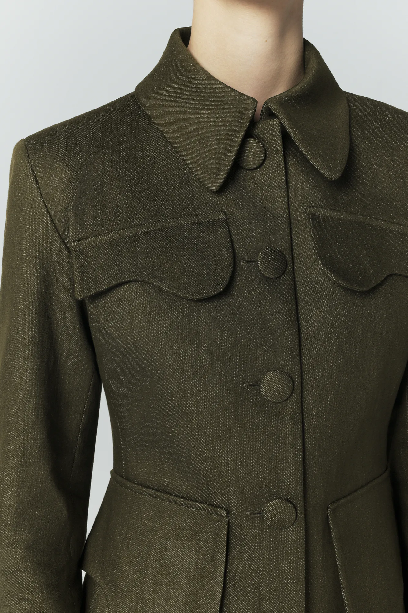 Denim khaki utility button-front jacket sold by DESTREE product image thumbnail 4