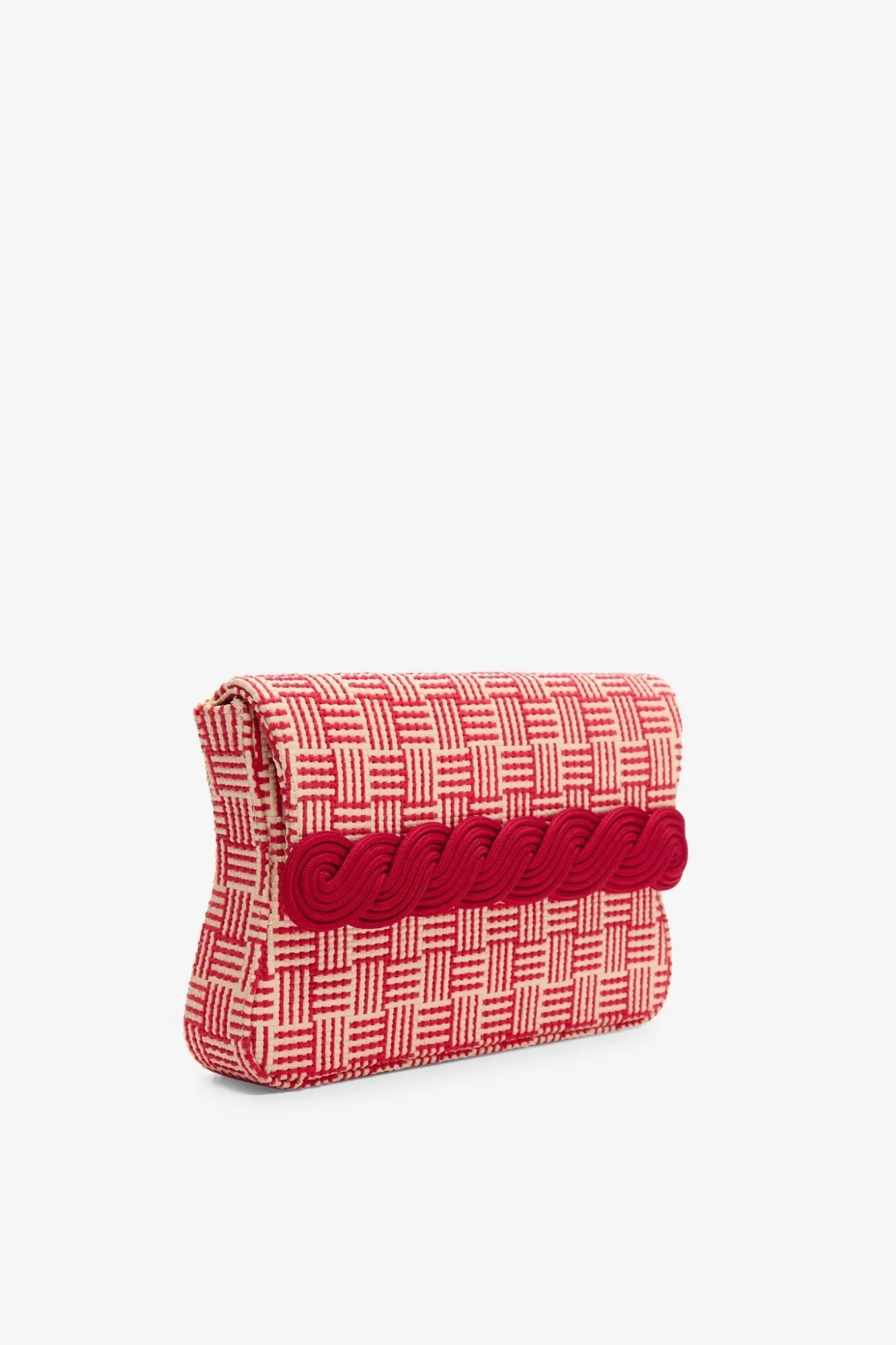 Natural & red straw clutch with braided passementerie sold by DESTREE product image thumbnail 2