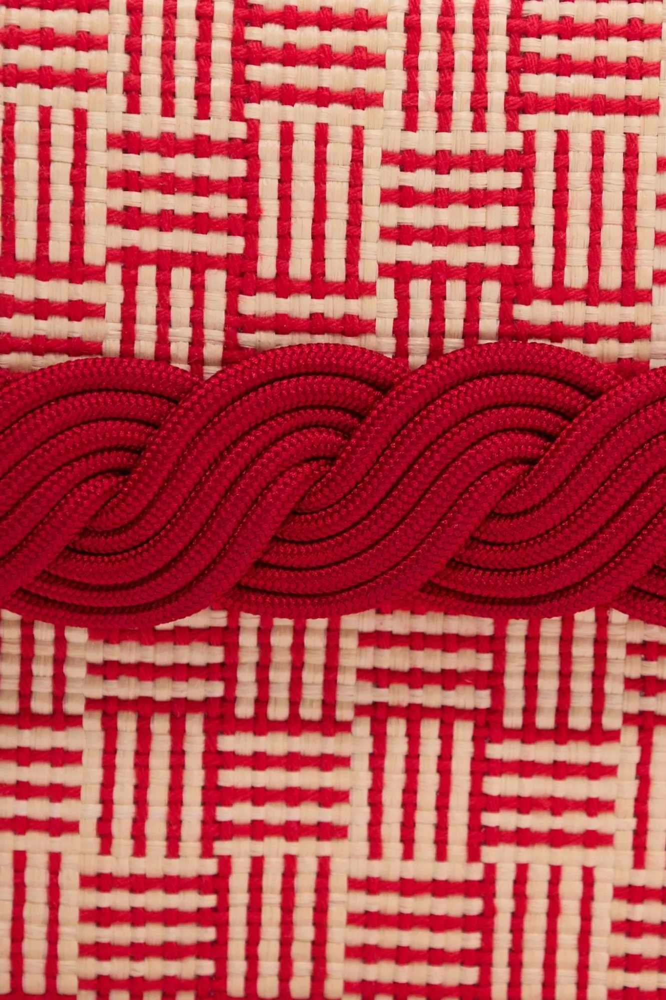Natural & red straw clutch with braided passementerie sold by DESTREE product image thumbnail 4
