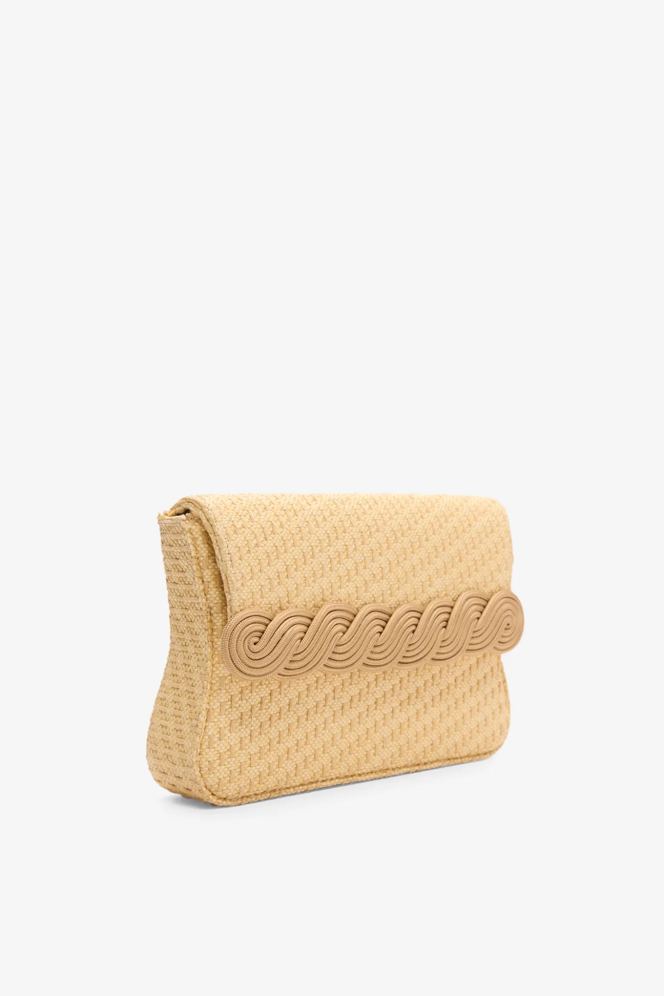 Beige straw clutch with braided passementerie sold by DESTREE product image thumbnail 2