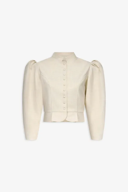 Warm grey puff sleeve jacket made by DESTREE