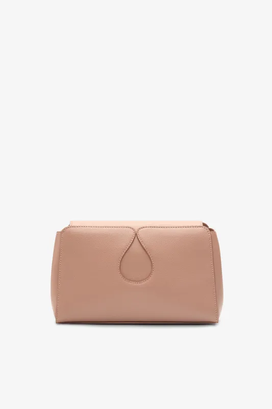 Nude leather crossbody bag with drop-shaped detail made by DESTREE
