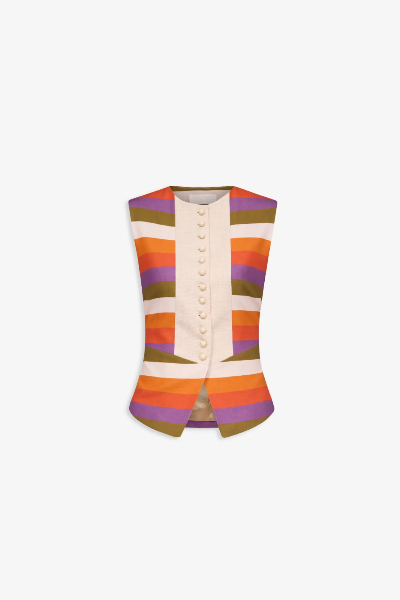 Striped sleeveless linen top sold by DESTREE
