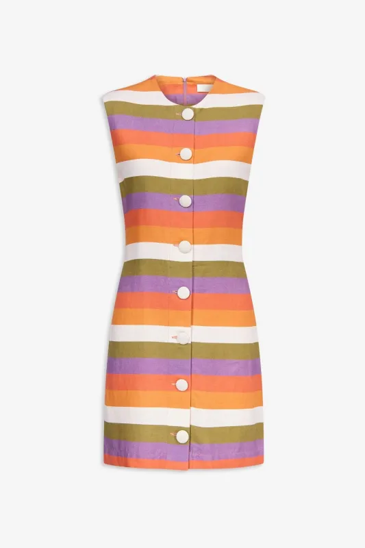 Multicolour striped sleeveless mini dress made by DESTREE