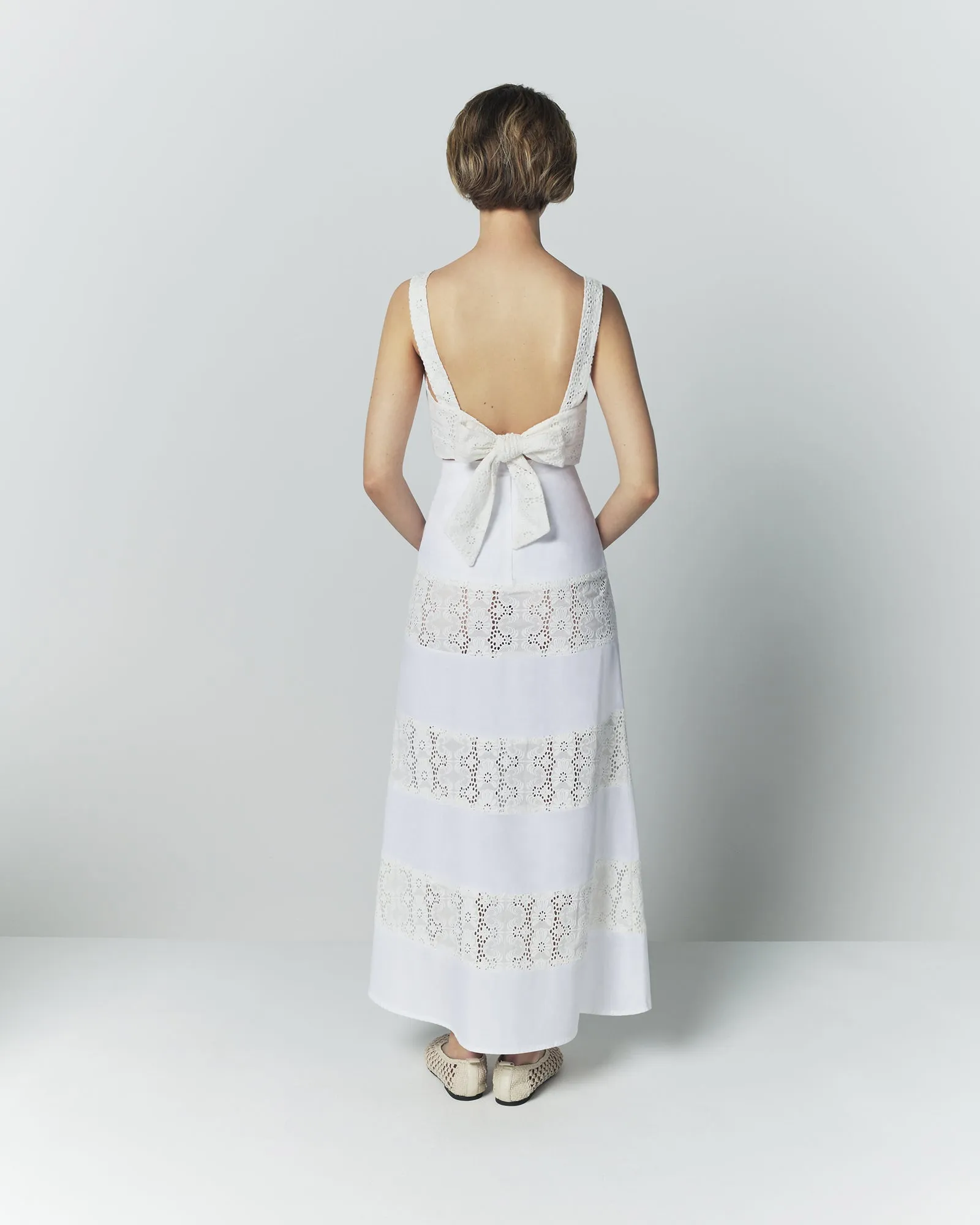 Embroidered white bow-tie top sold by DESTREE product image thumbnail 3