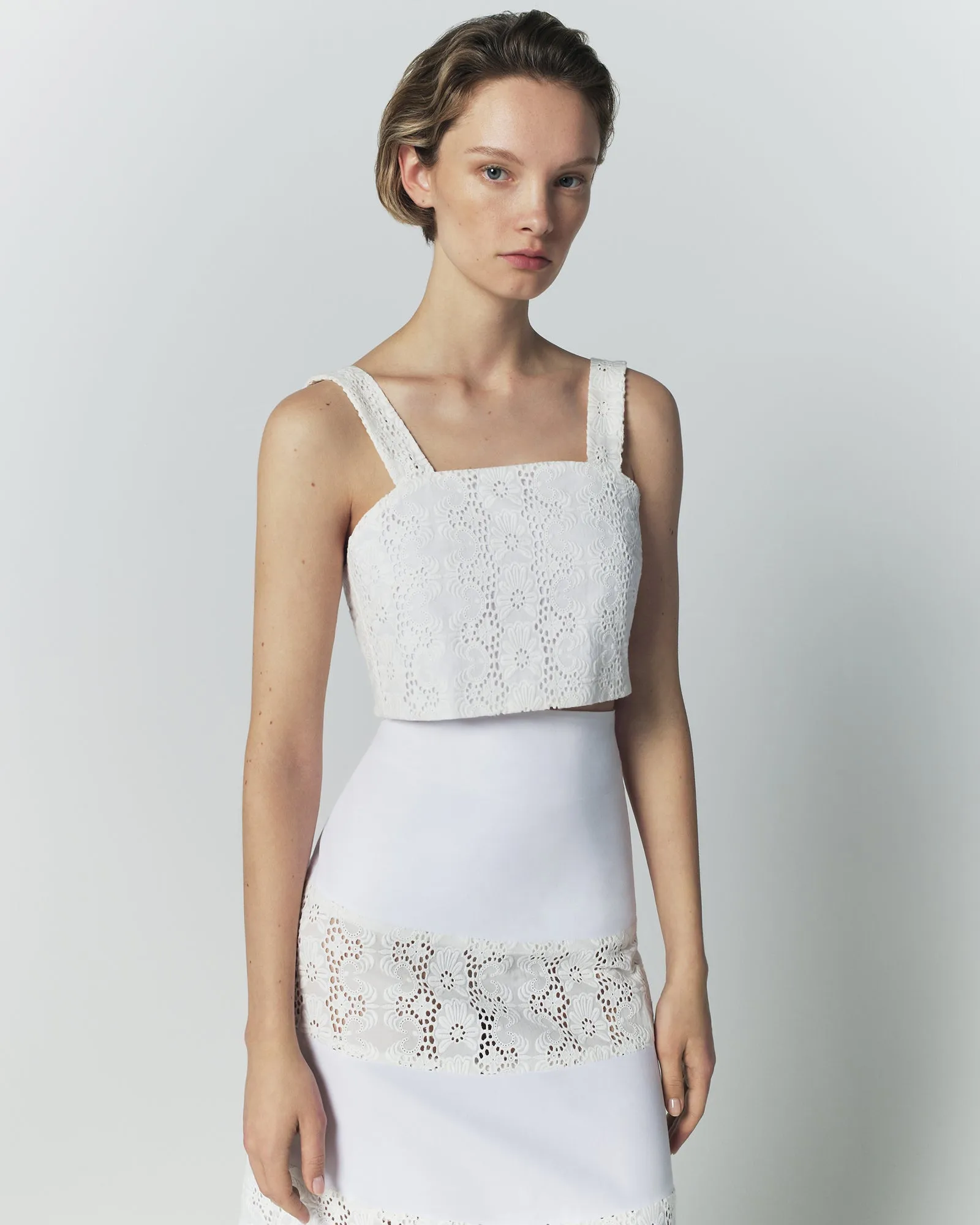 Embroidered white bow-tie top sold by DESTREE product image thumbnail 4