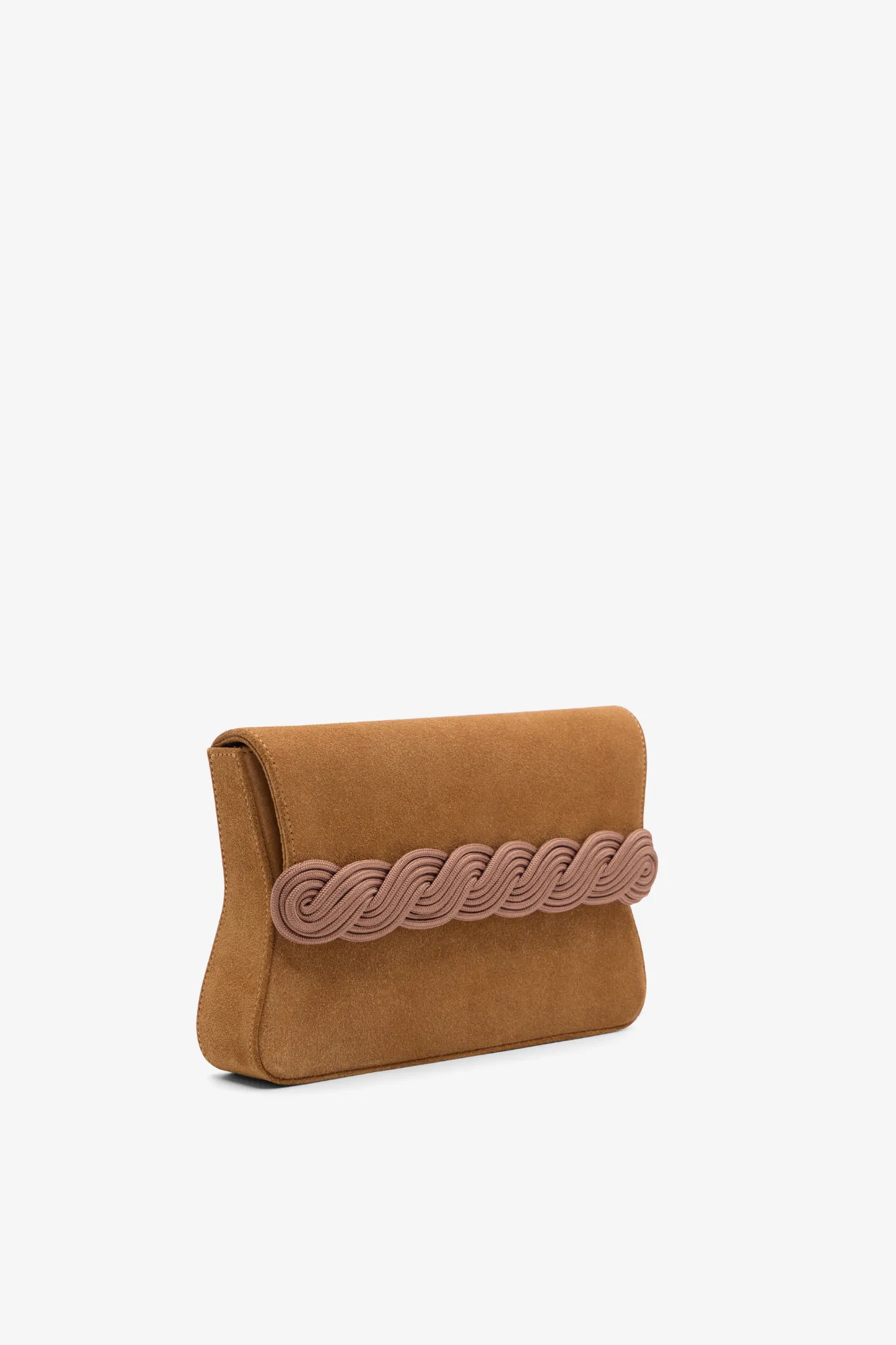 Suede clutch with braided passementerie - Brown sold by DESTREE product image thumbnail 3