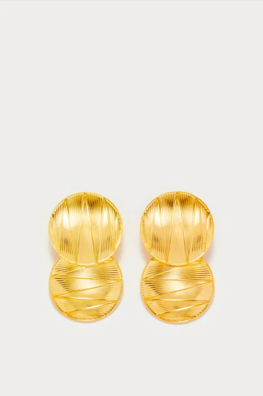 Gold double geometric earrings sold by DESTREE