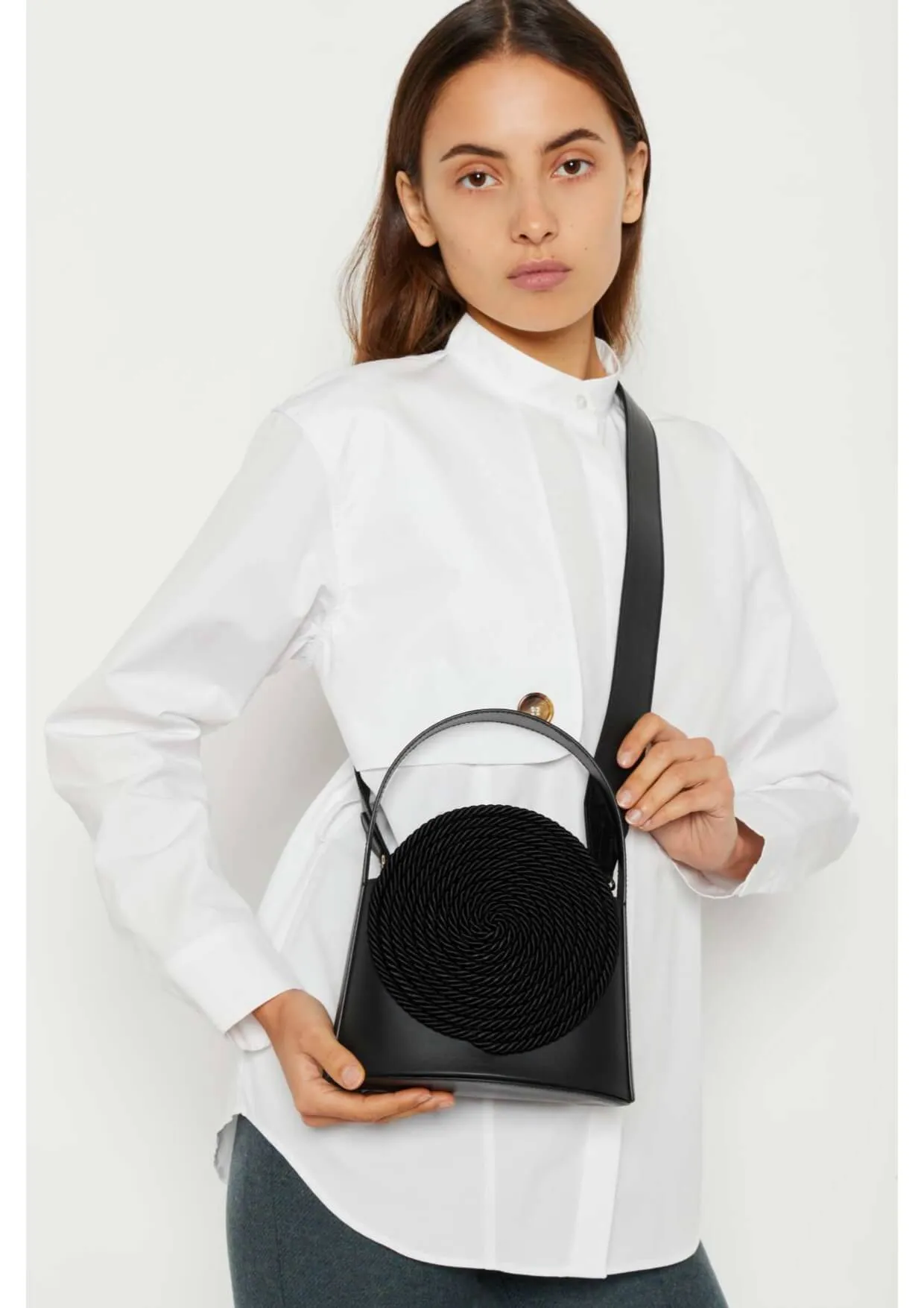 Black leather bag with passementerie detail sold by DESTREE product image thumbnail 2