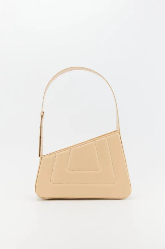 BEIGE Asymmetric Leather Quilted Bag sold by DESTREE