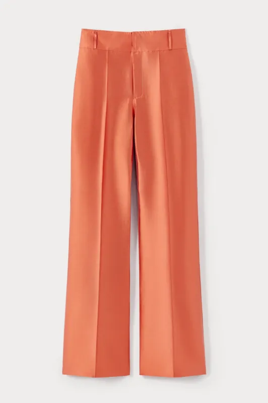 Apricot satin flared pants sold by DESTREE