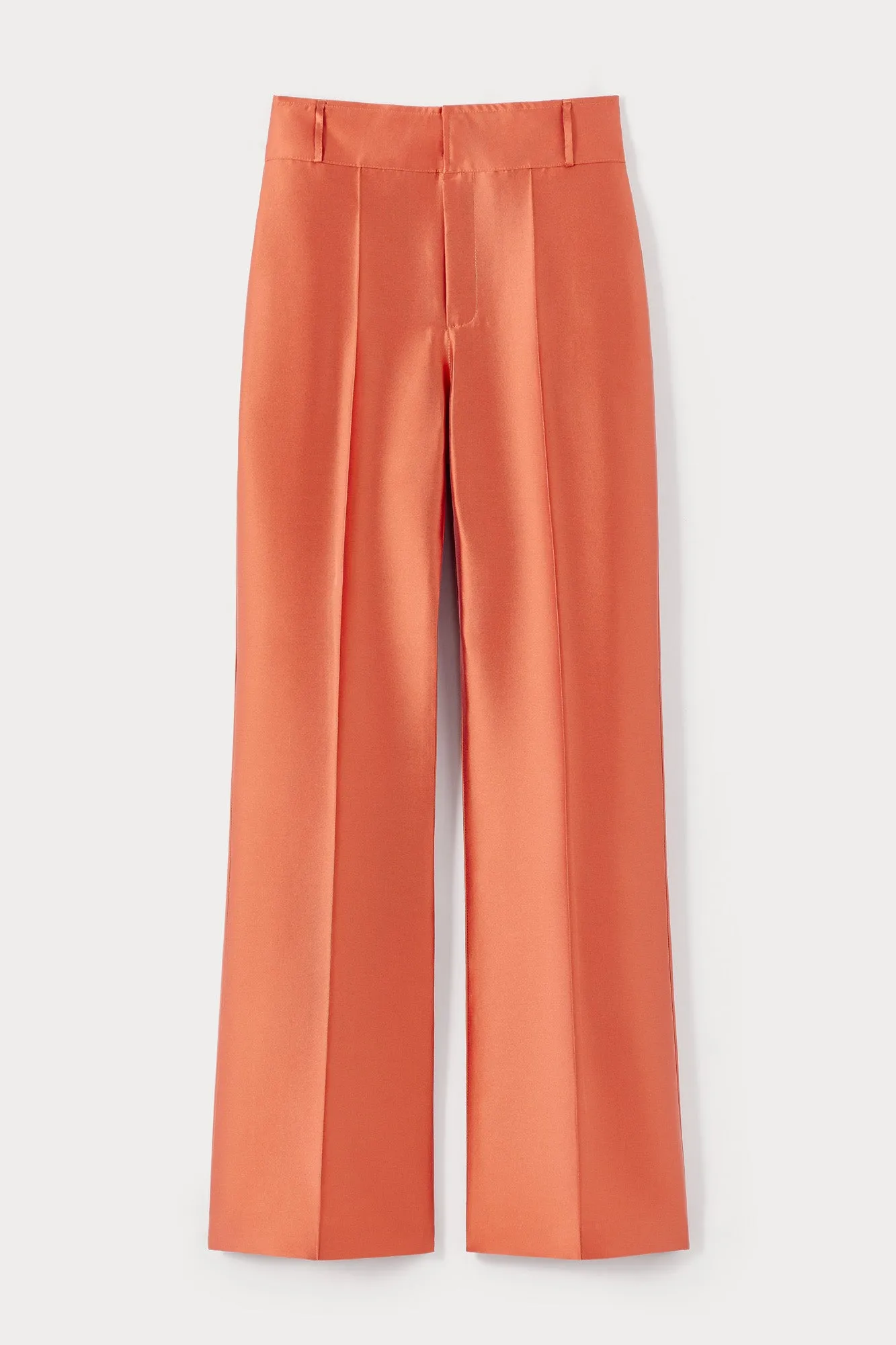 Apricot satin straight pants sold by DESTREE