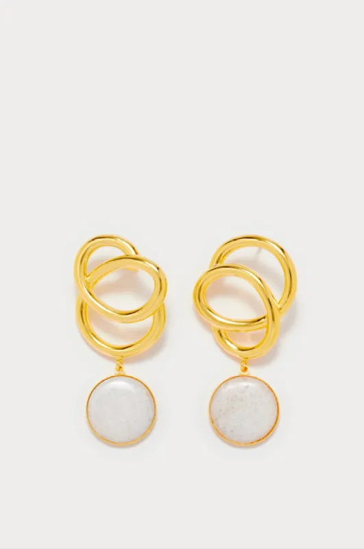 White icon round stone earrings sold by DESTREE