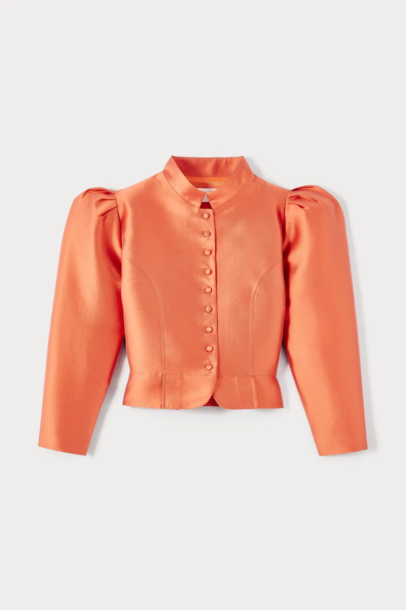 Apricot satin puff sleeve jacket sold by DESTREE