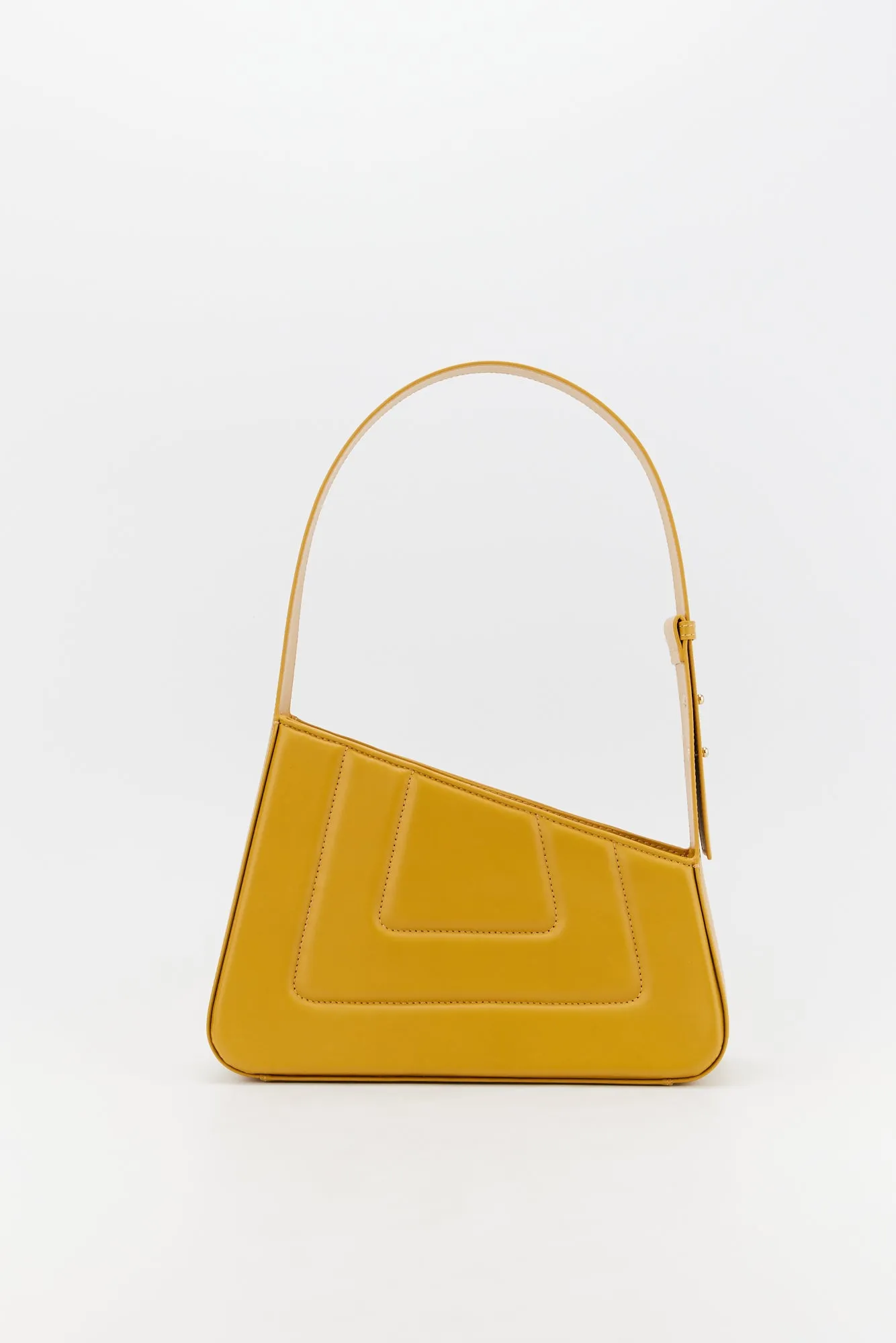 Mustard asymmetric leather quilted bag sold by DESTREE product image thumbnail 3